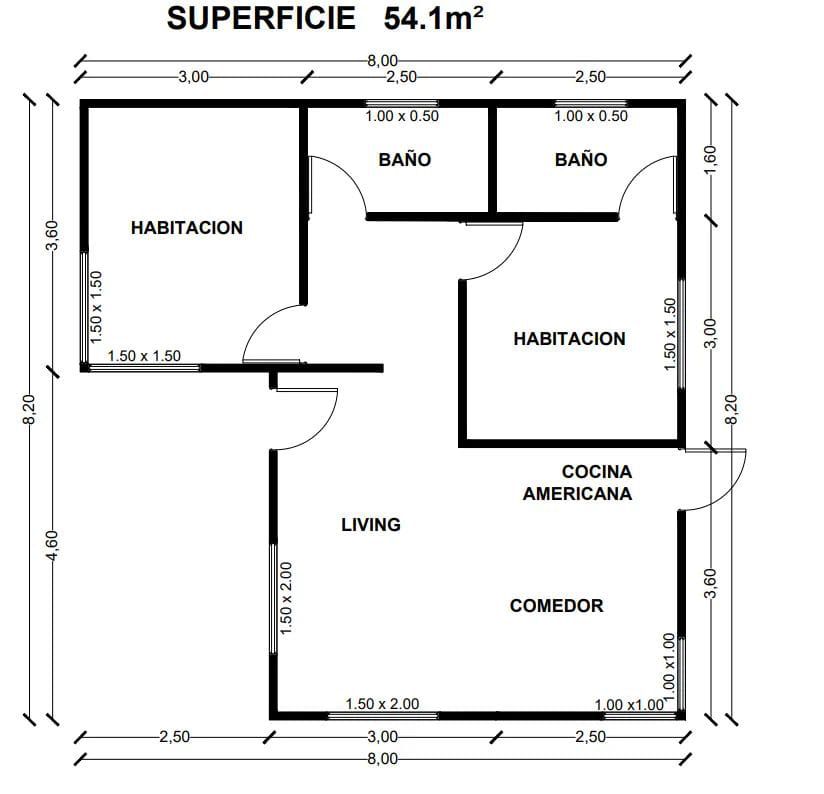 Plano casa de 54 mts Medit.6x9 